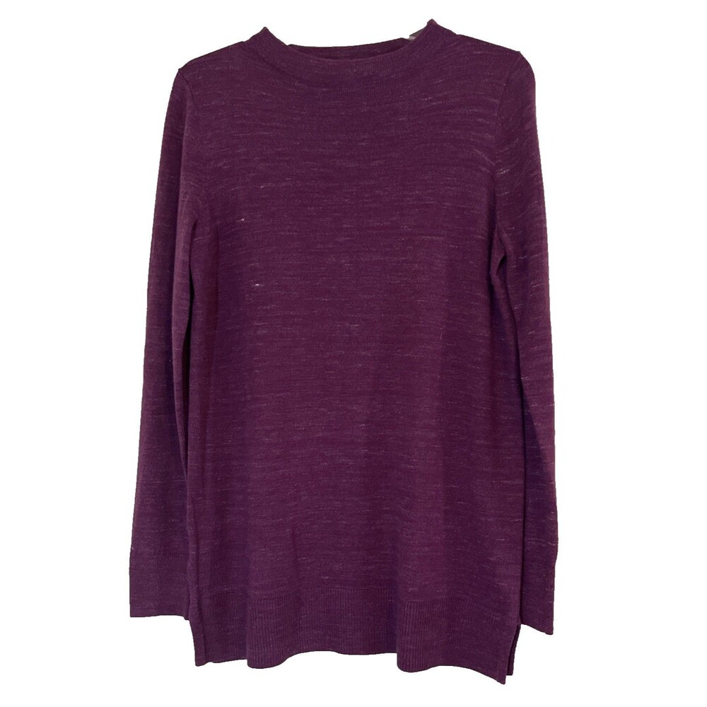 LOFT Sweater Womens M Purple Heather Tunic Style Pullover Long Sleeve Soft Cabin